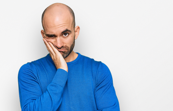 Young,Hispanic,Man,Wearing,Casual,Clothes,Thinking,Looking,Tired,And