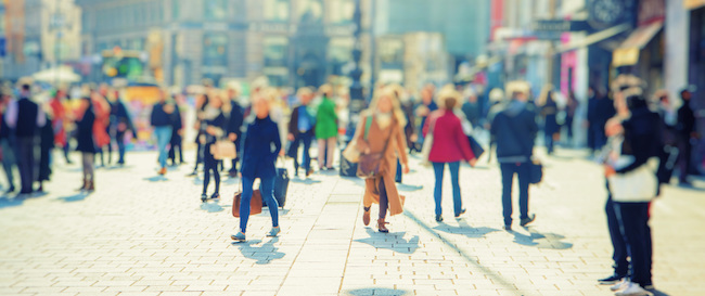 Crowd,Of,Anonymous,People,Walking,On,Busy,City,Street