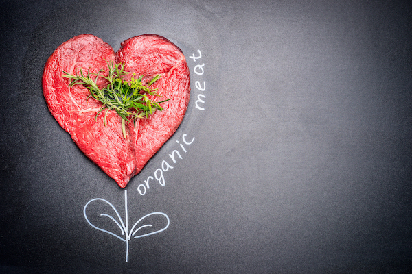 Heart,Shape,Raw,Meat,With,Herbs,With,Painted,Organic,Meat