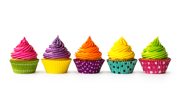Colorful,Cupcakes,On,A,White,Background