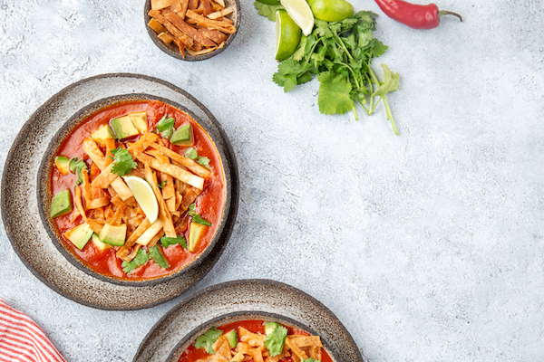 Aztec,Soup.,Mexican,Sopa,Azteca,With,Fried,Tortilla,.,Top