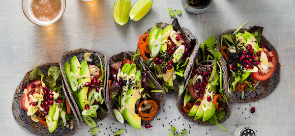 Banner,Of,Gluten-free,Vegan,Tacos,From,Black,Bean,With,Tomato