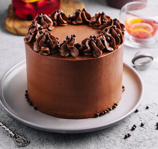 tasty homemade chocolate cake with tea