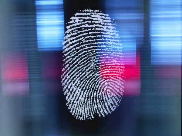 Finger print on digital screen being scanned