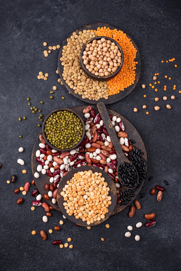 Various legumes. Lentils, beans, pea, chickpea