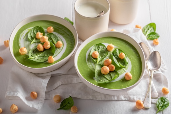 Green spinach soup as spring healthy diet.